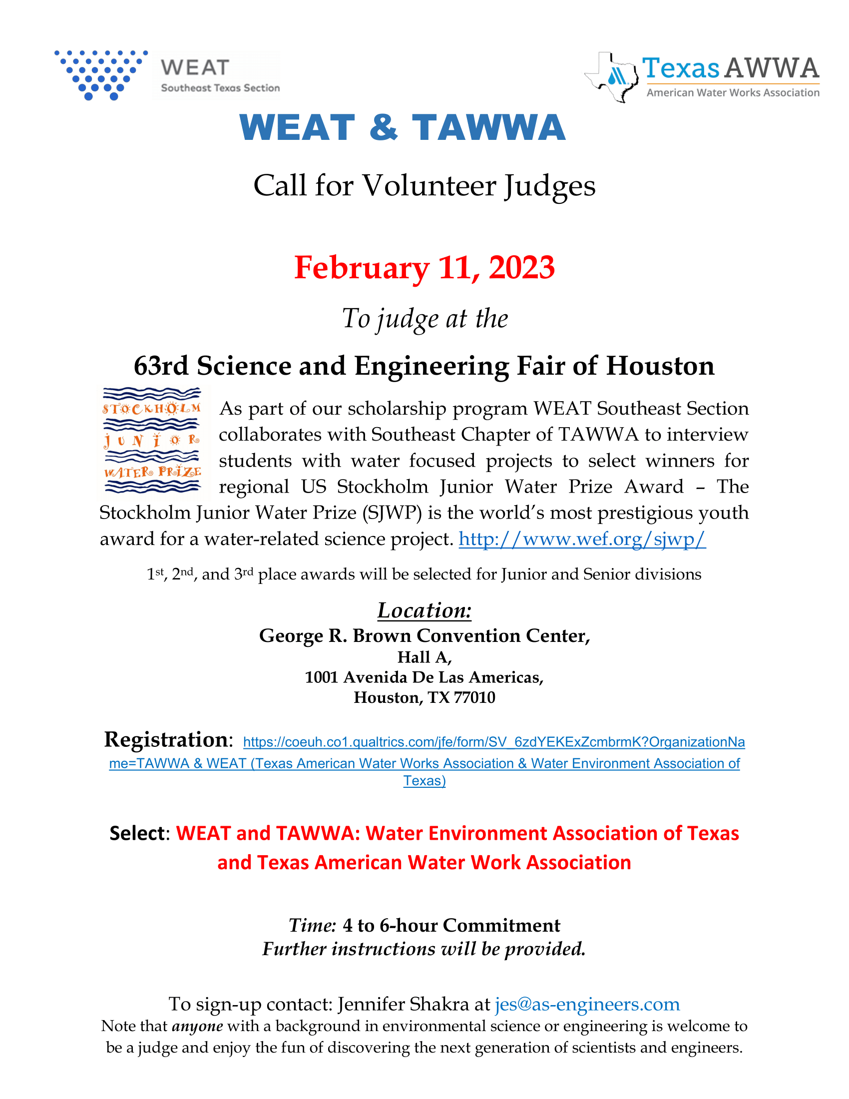 Call for Volunteer Judges – Science and Engineering Fair of Houston 2023